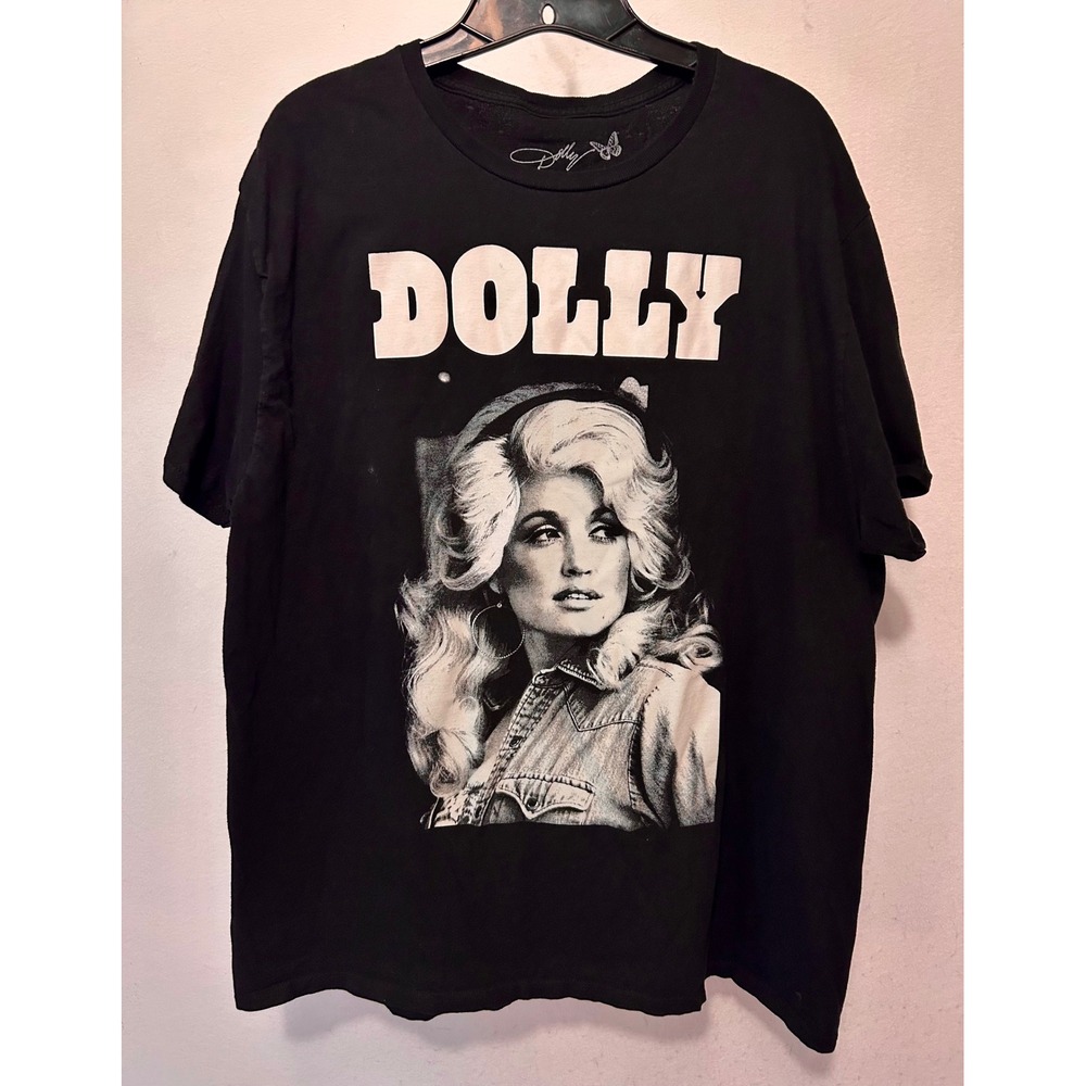 Dolly Parton Graphic T-Shirt Black Cotton Portrait Country Music Fan XL